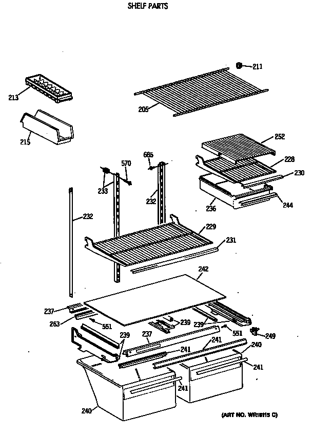 GE TBT21DATERWH shelf parts diagram
