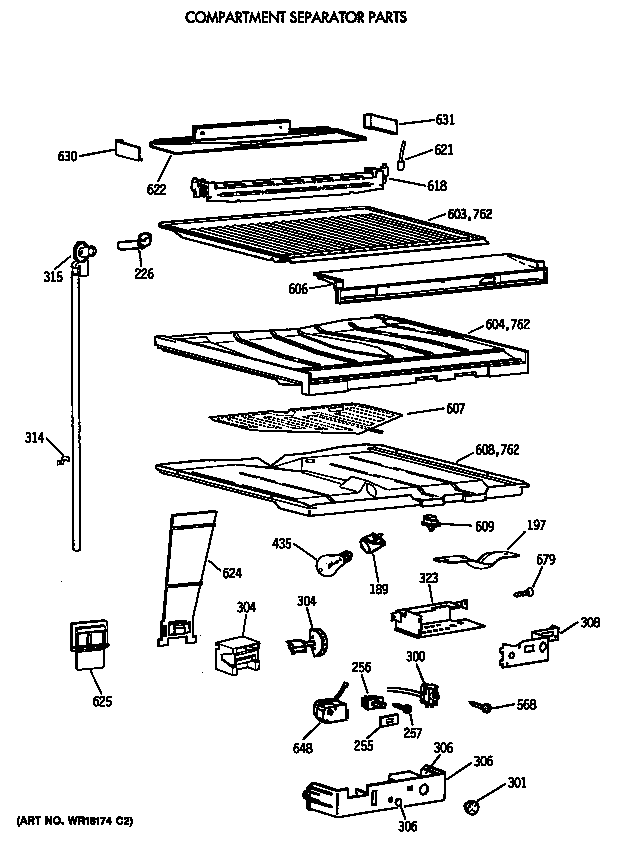 GE TBT21DATERWH compartment separator parts diagram