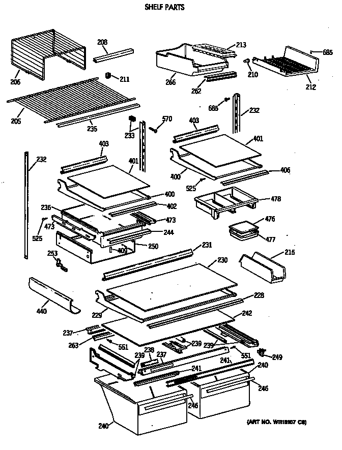 GE TBE22PATMRAA shelf parts diagram