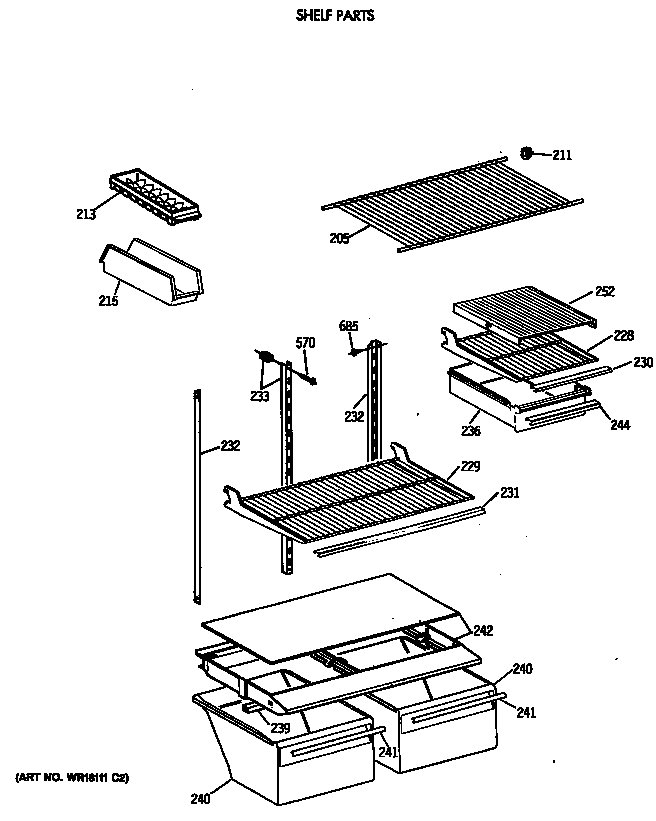 GE TBT18DATERWH shelf parts diagram