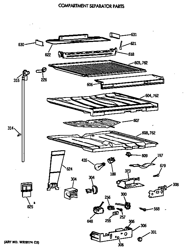 GE TBT18DATERWH compartment separator parts diagram