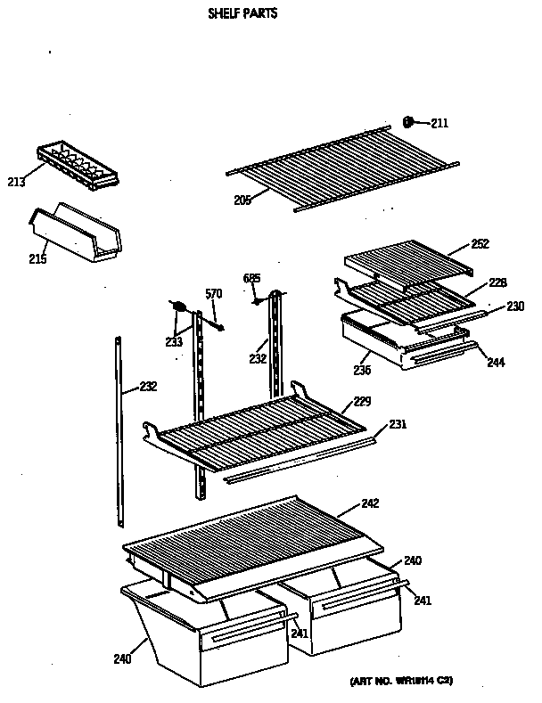 GE TBT18SATERWH shelf parts diagram