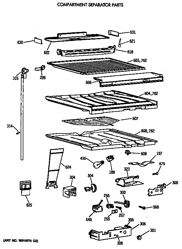 GE TBT18SATERWH compartment separator parts diagram