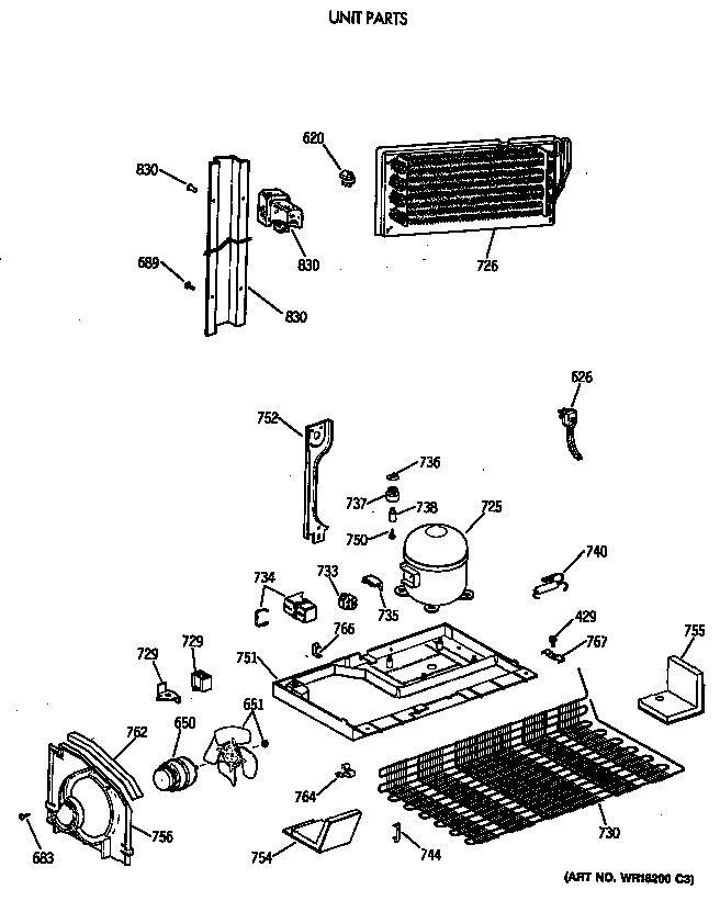 GE TBT18SATERWH unit parts diagram