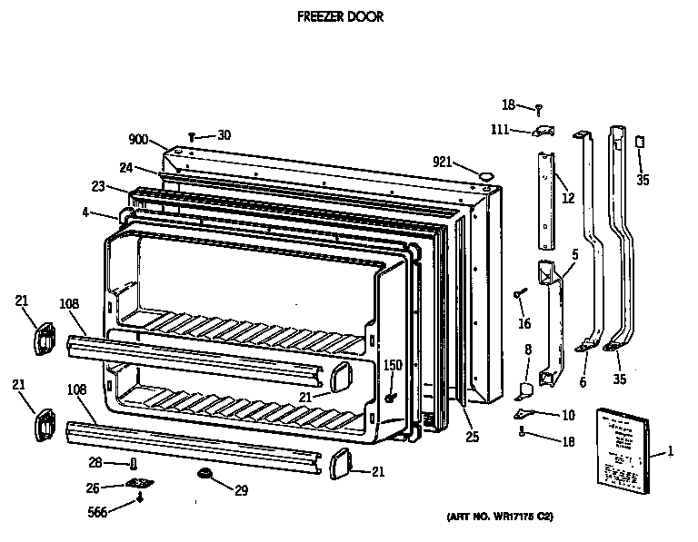 GE TBT18JATERAD freezer door diagram