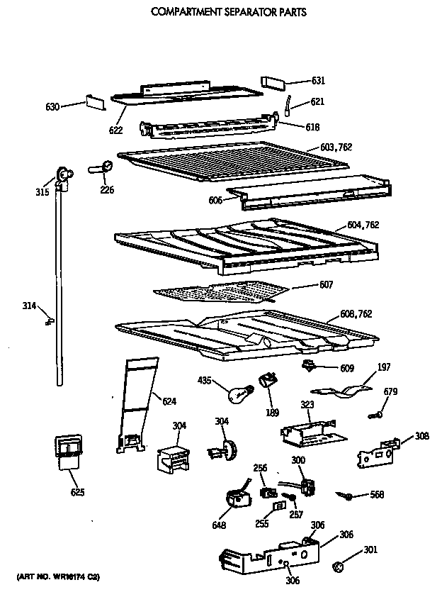 GE TBT18JATERAD compartment separator parts diagram