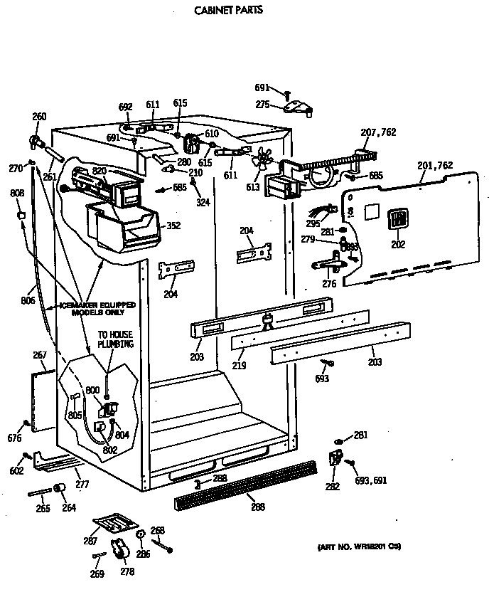GE TBX21NITMRWH cabinet parts diagram