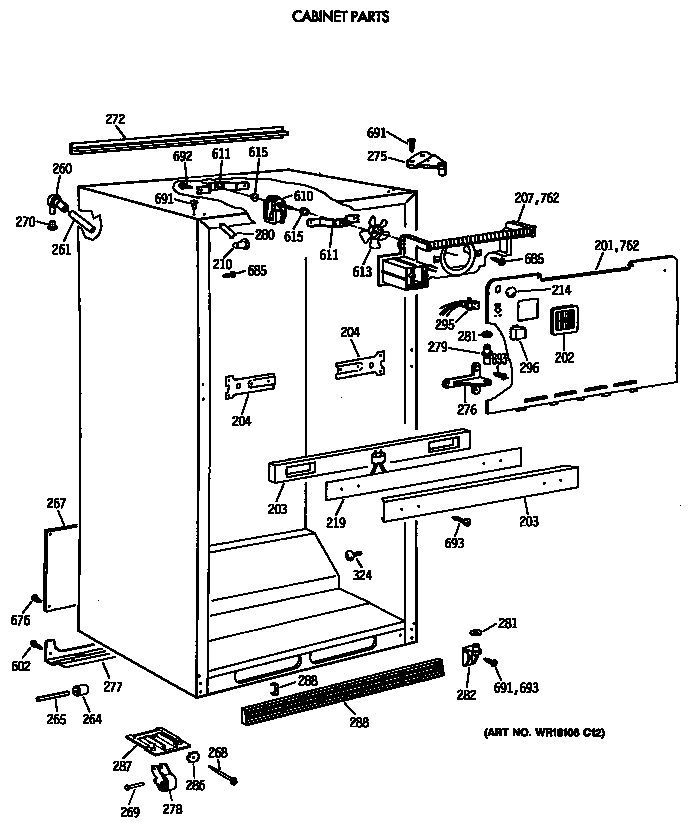 GE TBE18JATNRAD cabinet parts diagram