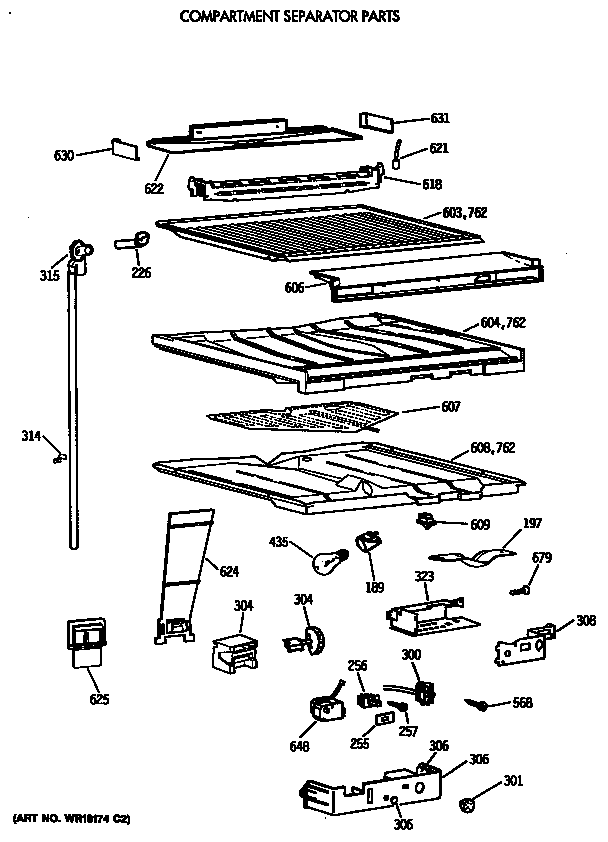 GE TBE18JATNRAD compartment separator parts diagram