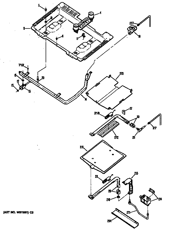 GE JGBP24GEN7 gas lines diagram