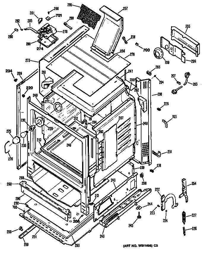 GE JGBP24GEN7 body diagram