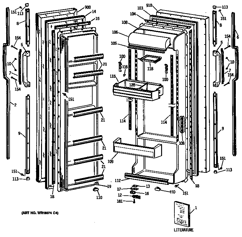 GE TFG22ZAVAWH doors diagram