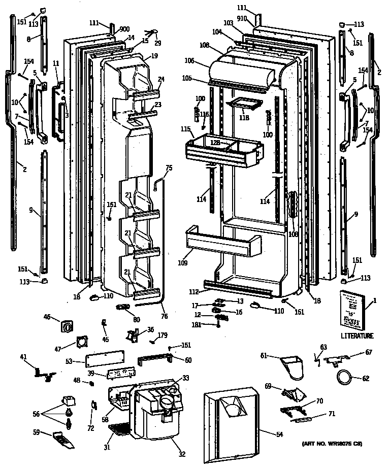 GE TFG22ZRVAWH doors diagram