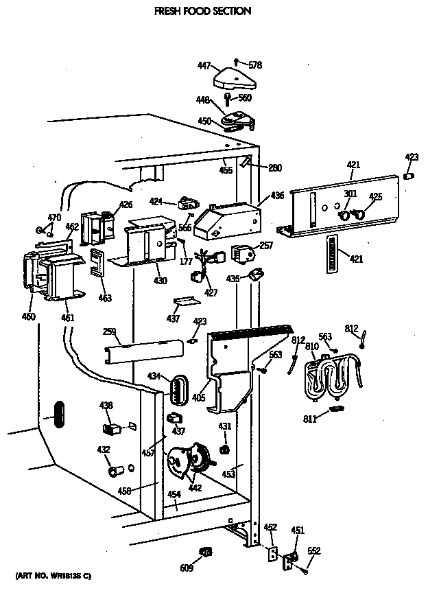 GE TFG24ZRVAWH fresh food section diagram