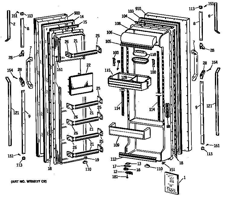 GE TFG24PAVAWW doors diagram