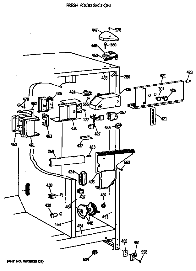 GE TFG24PAVAWW fresh food section diagram
