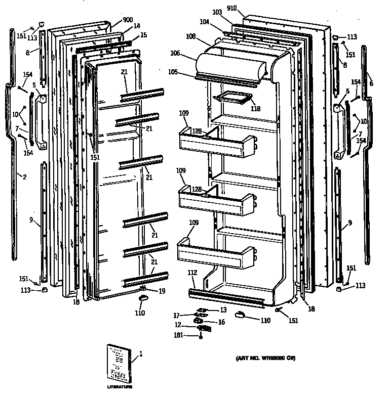 GE TFG20JAVAWH doors diagram