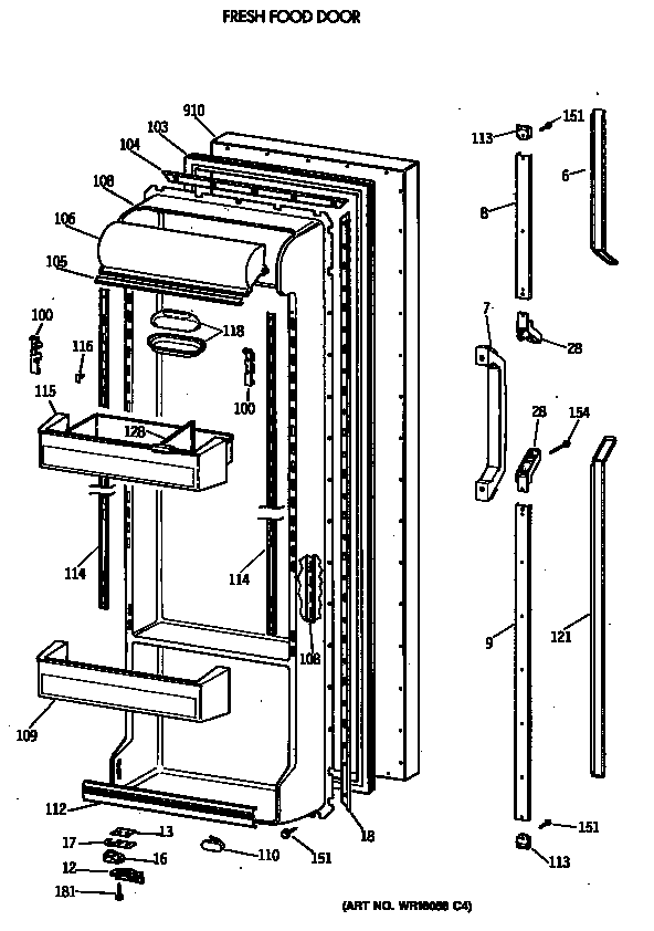 GE TFG24PRVAWW fresh food door diagram
