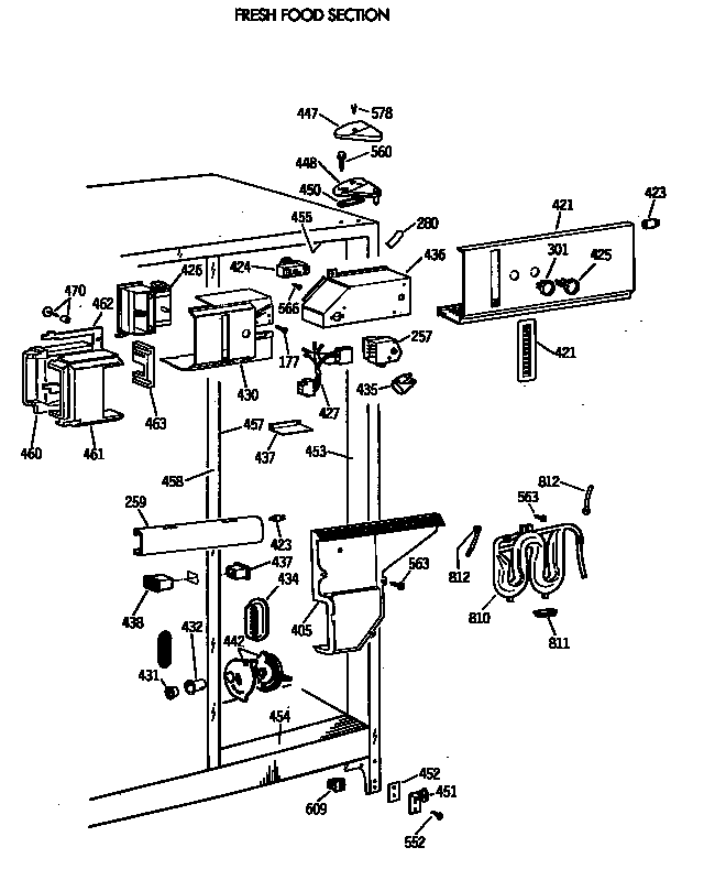 GE TFG24PRVAWW fresh food section diagram