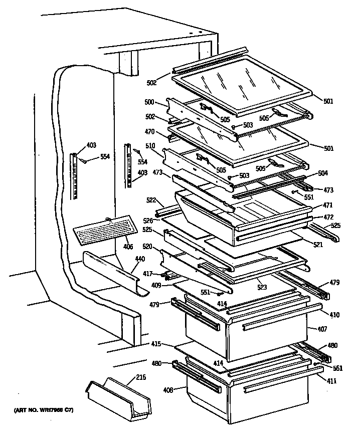 GE TFG24PRVAWW shelves diagram