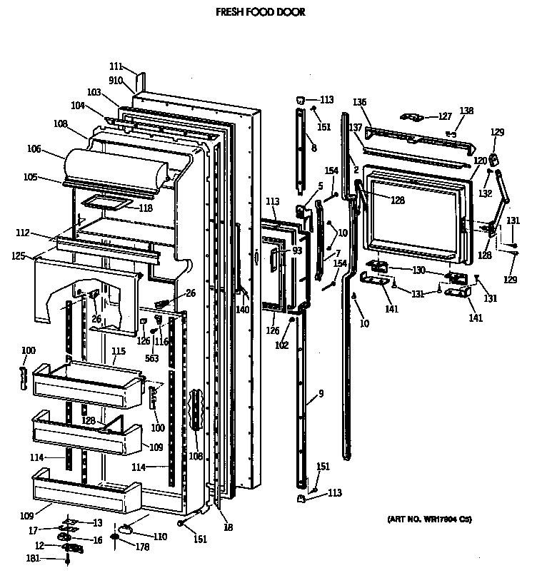 GE TFG24ZFVAWH fresh food door diagram