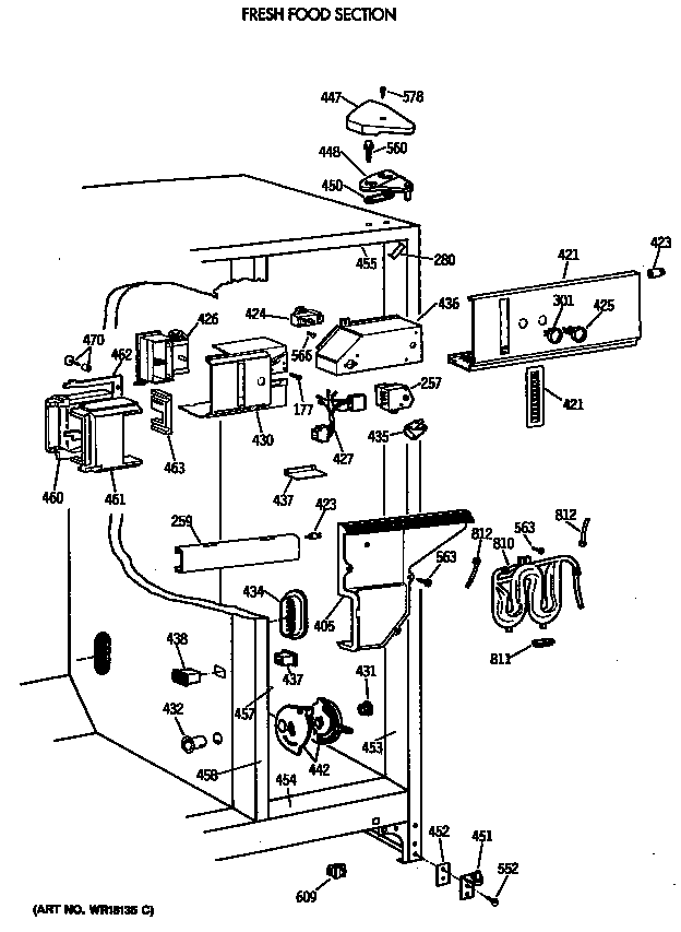 GE TFG24ZFVAWH fresh food section diagram