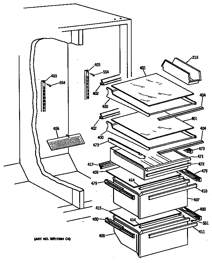 GE TFG24ZFVAWH shelves diagram