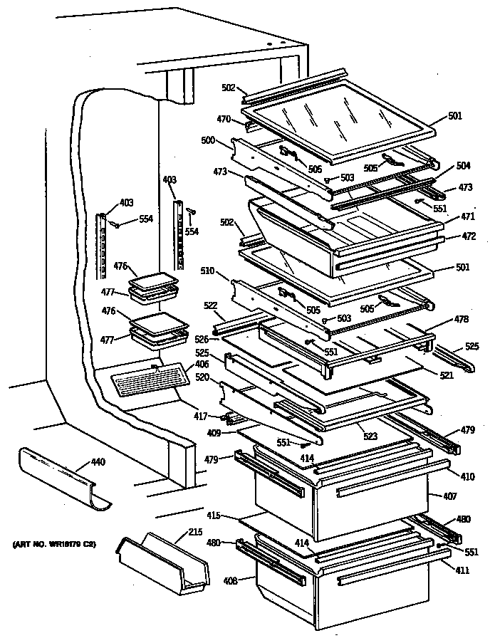 GE TFG27PFVABB shelves diagram