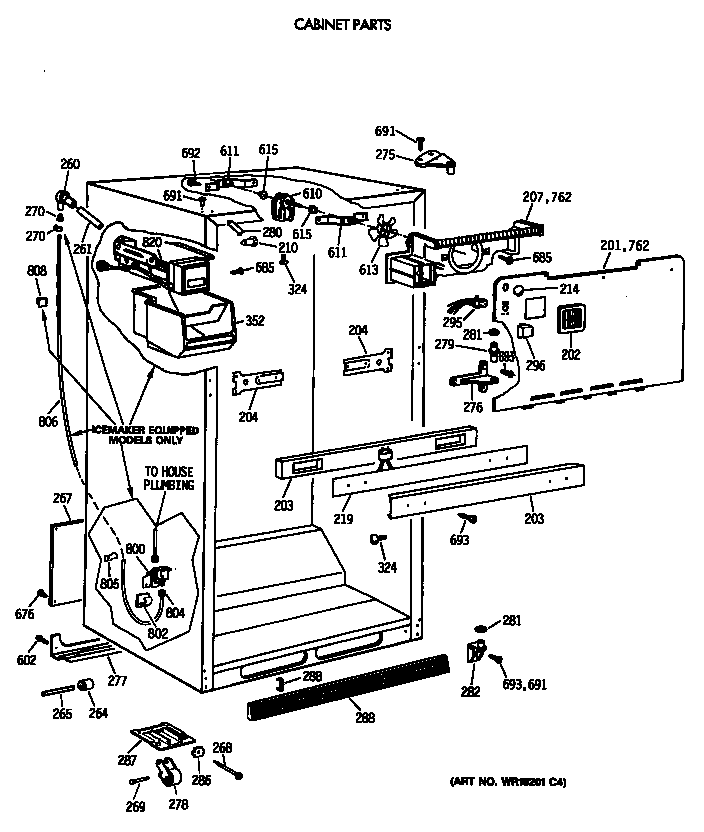 GE TBX18JAXERAA cabinet parts diagram