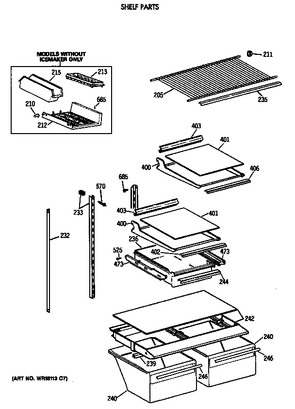 GE TBX18JAXERAA shelf parts diagram