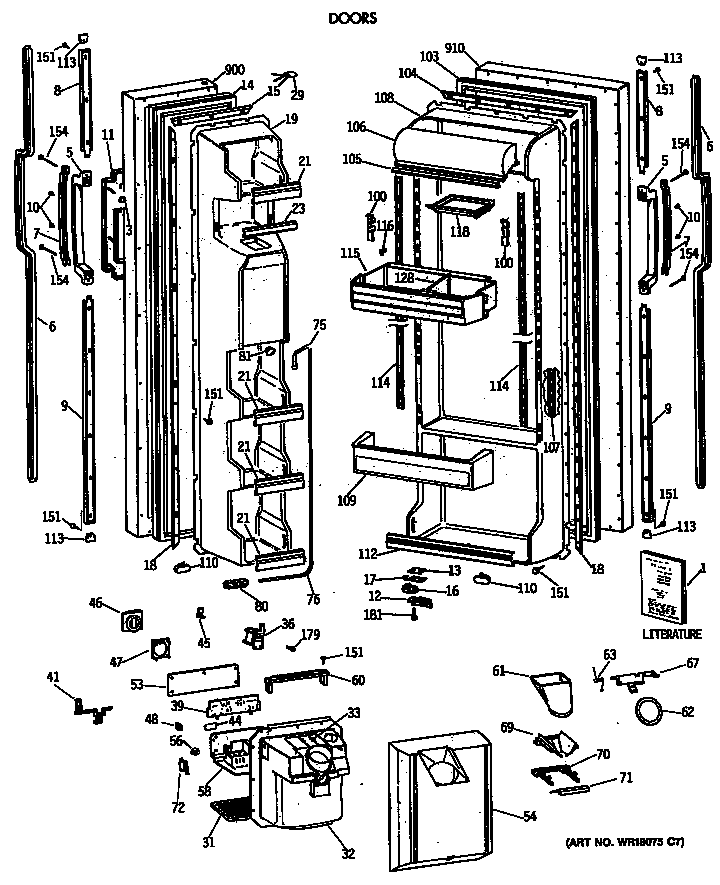 GE TFT24JWXAWW doors diagram