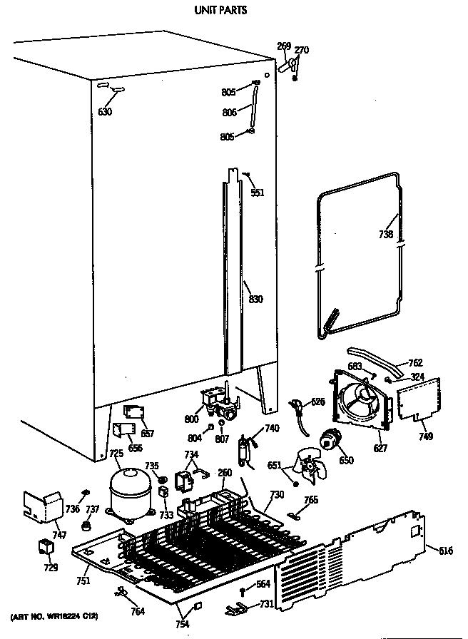 GE TFT24JWXAWW unit parts diagram