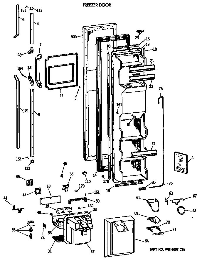 GE TFT24PRXAAA freezer door diagram