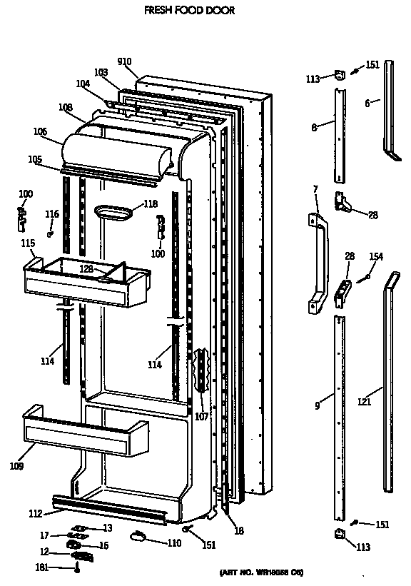 GE TFT24PRXAAA fresh food door diagram
