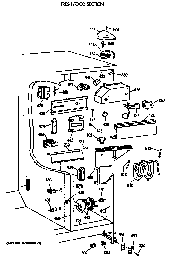 GE TFT24PRXAAA fresh food section diagram