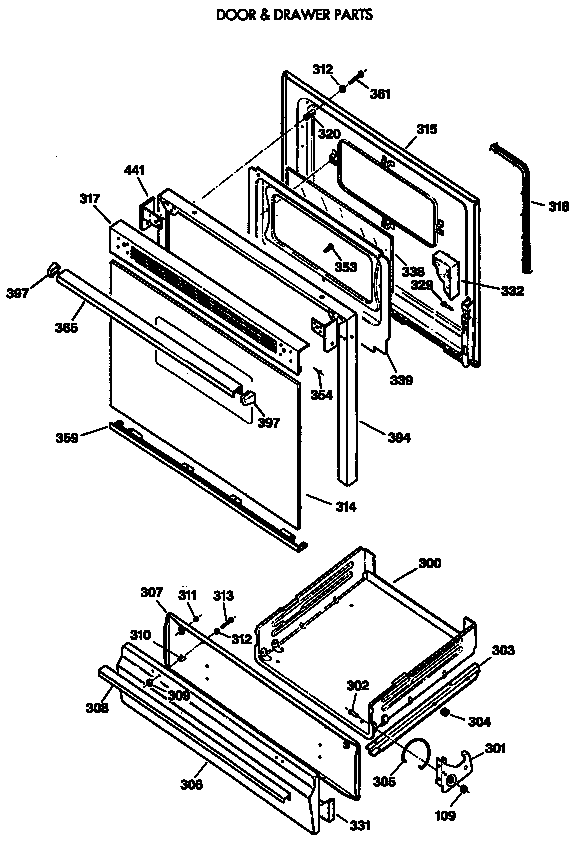 GE JGBC20GEV3AD door & drawer parts diagram