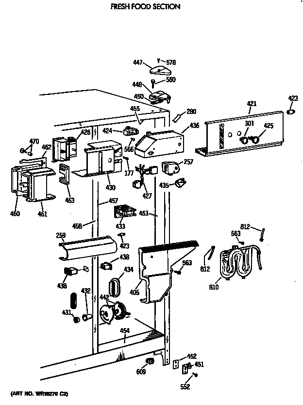 GE TFZ24PEXAWH fresh food section diagram