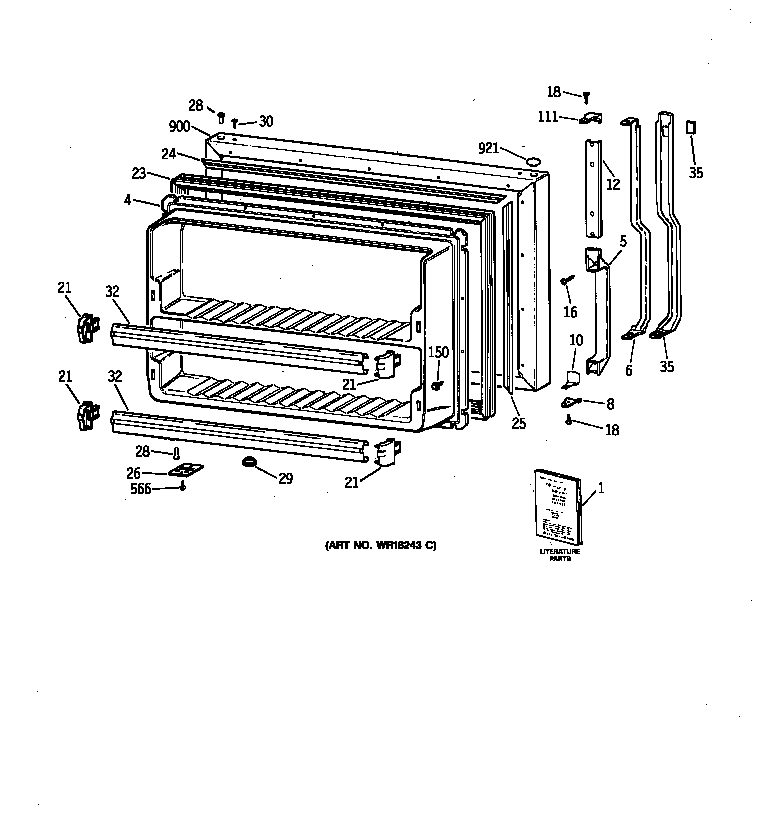 GE TBX21JAXFRAA freezer door diagram