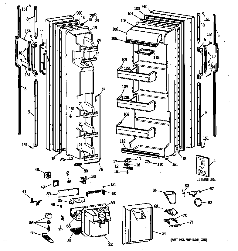 GE TFJ20JRXAWW doors diagram