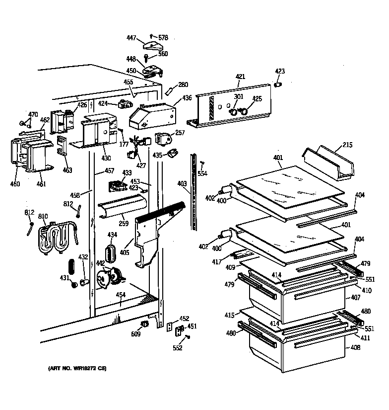 GE TFJ20JRXAWW fresh food section diagram