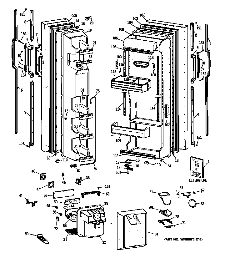 GE TFJ24JWXAWW doors diagram
