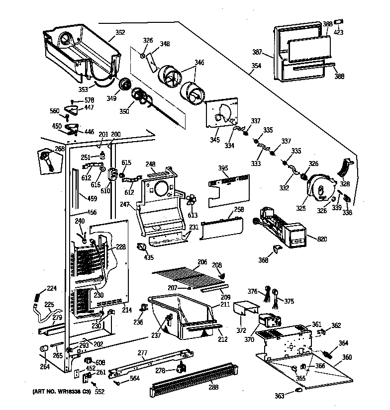 GE TFJ24JWXAWW freezer section diagram