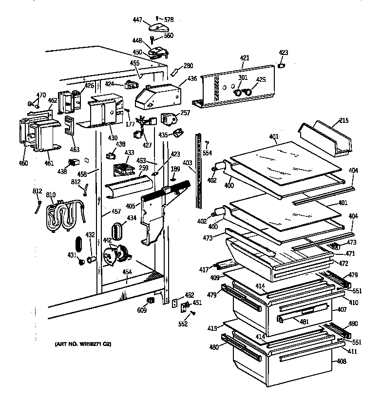 GE TFJ24JWXAWW fresh food section diagram