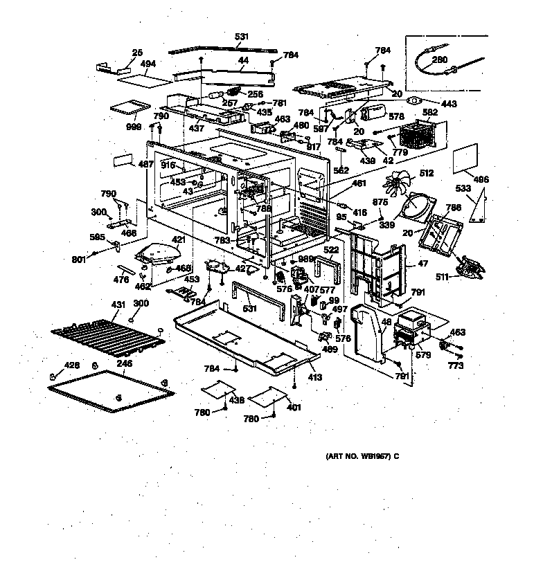 GE JKP76GP4BG microwave body diagram