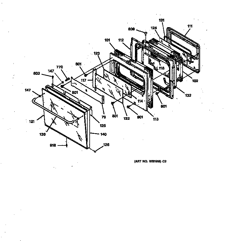 GE JKP76GP4BG oven door diagram
