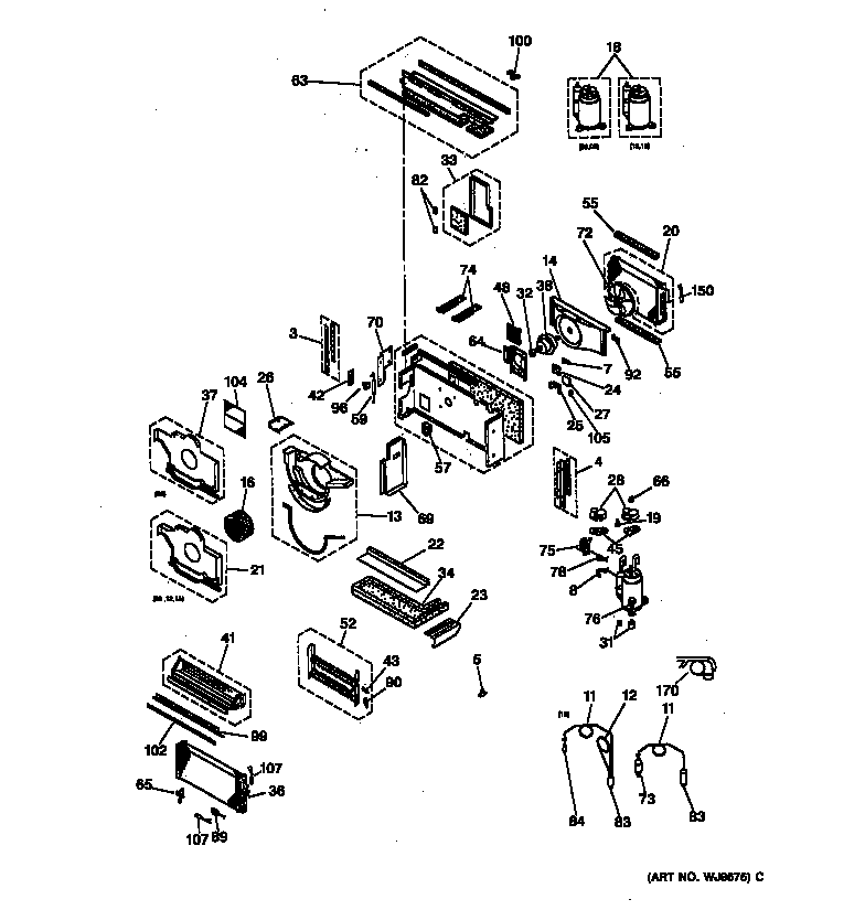 GE AZ31H12E5CV1 motor, compressor & system components diagram
