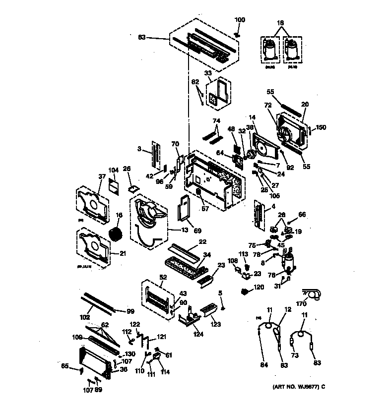 GE AZ31H15E5DV3 motor, compressor & system components diagram