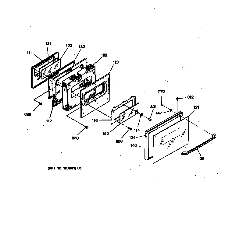 GE JCSP38GV2BB door diagram