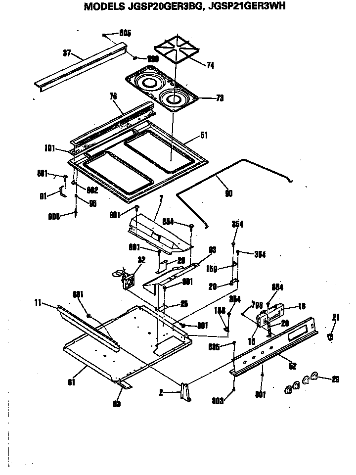 GE JGSP20GER3BG cooktop diagram