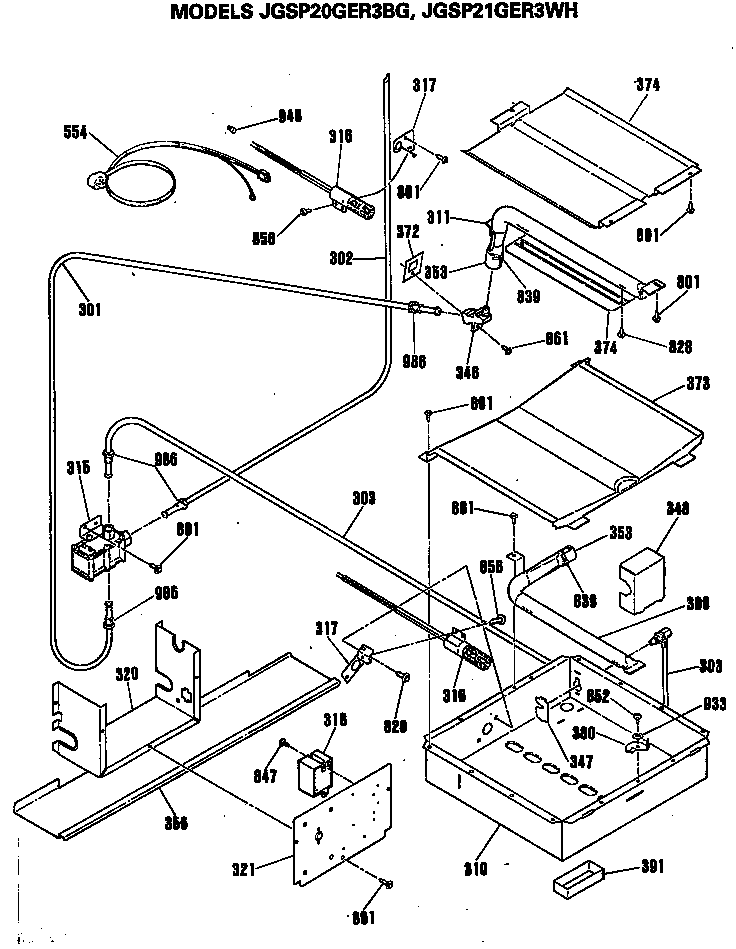 GE JGSP20GER3BG gas lines diagram